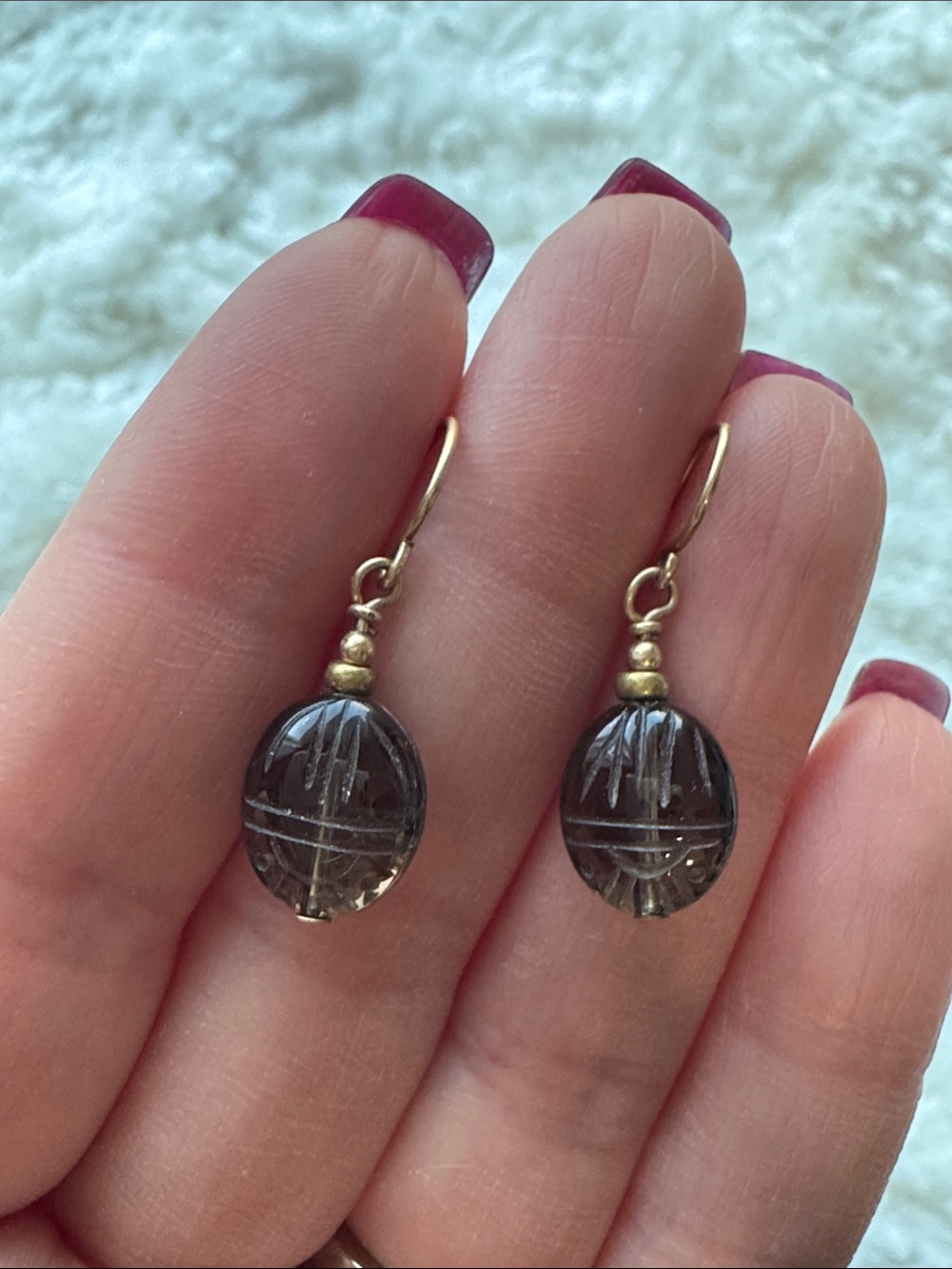 14k Carved Dangle Earrings